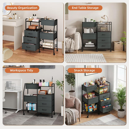 Baby Diaper Caddy Organizer, 3-Tier Rolling Cart with Drawers