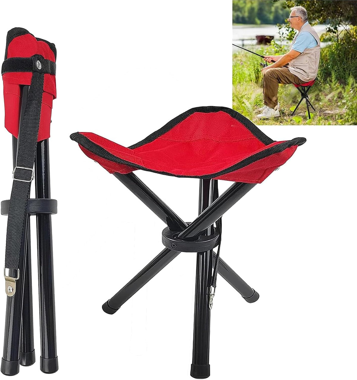 Travel Folding Camping Stool, Use Height 14" and Max Weight 240 lbs Outdoor Portable Party Chair Fishing Chair Seat for Camping Fishing Hiking Gardening and Beach Painting