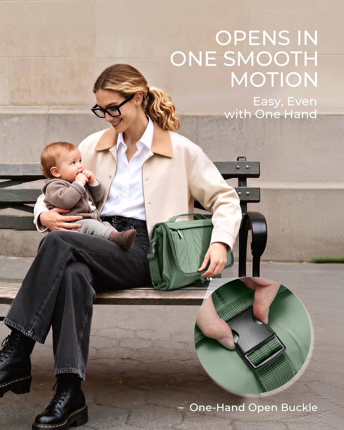 Portable Diaper Changing Pad, Waterproof, Large 24x21,Sage Green