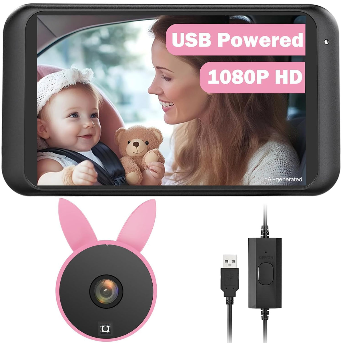 USB Baby Car Camera, Backseat Monitor Car Seat Mirror