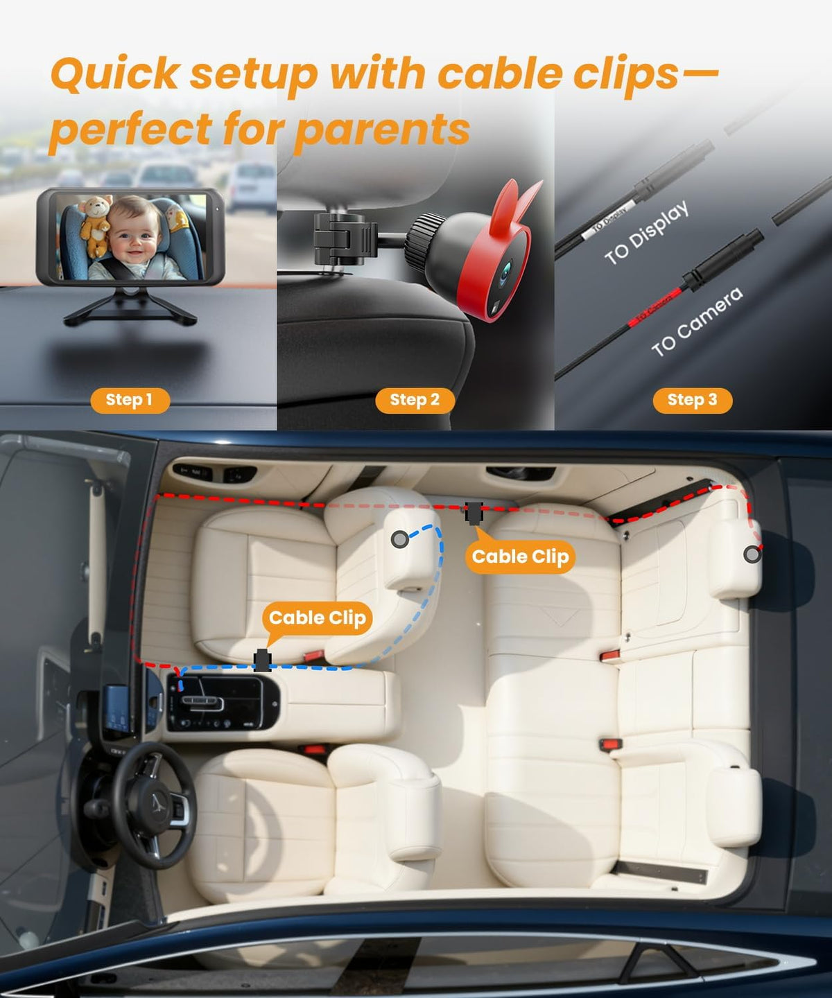 USB Baby Car Camera, Backseat Monitor Car Seat Mirror