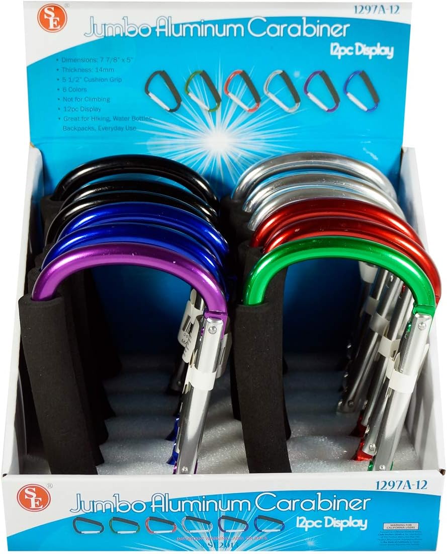Assorted Color Jumbo Aluminum Carabiners (12 PC.) - 1297A-12