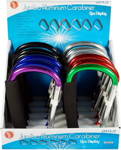 Assorted Color Jumbo Aluminum Carabiners (12 PC.) - 1297A-12