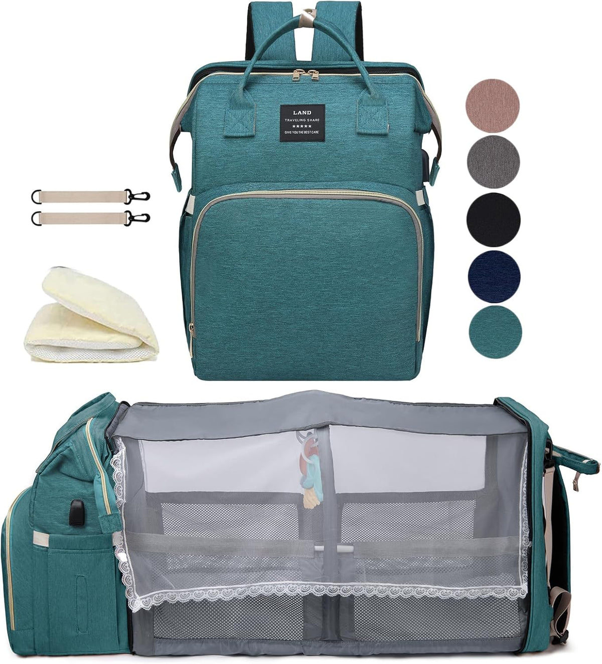 Diaper Bag Backpack with Changing Station, 25L Large Capacity