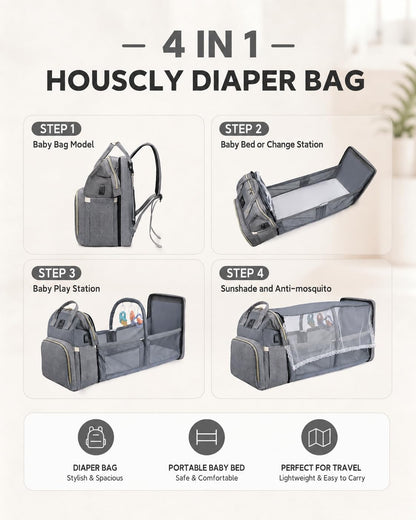 Diaper Bag Backpack with Changing Station, 25L Large Capacity