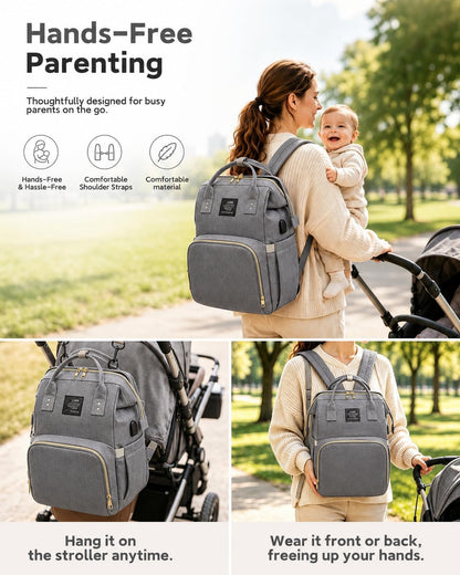 Diaper Bag Backpack with Changing Station, 25L Large Capacity