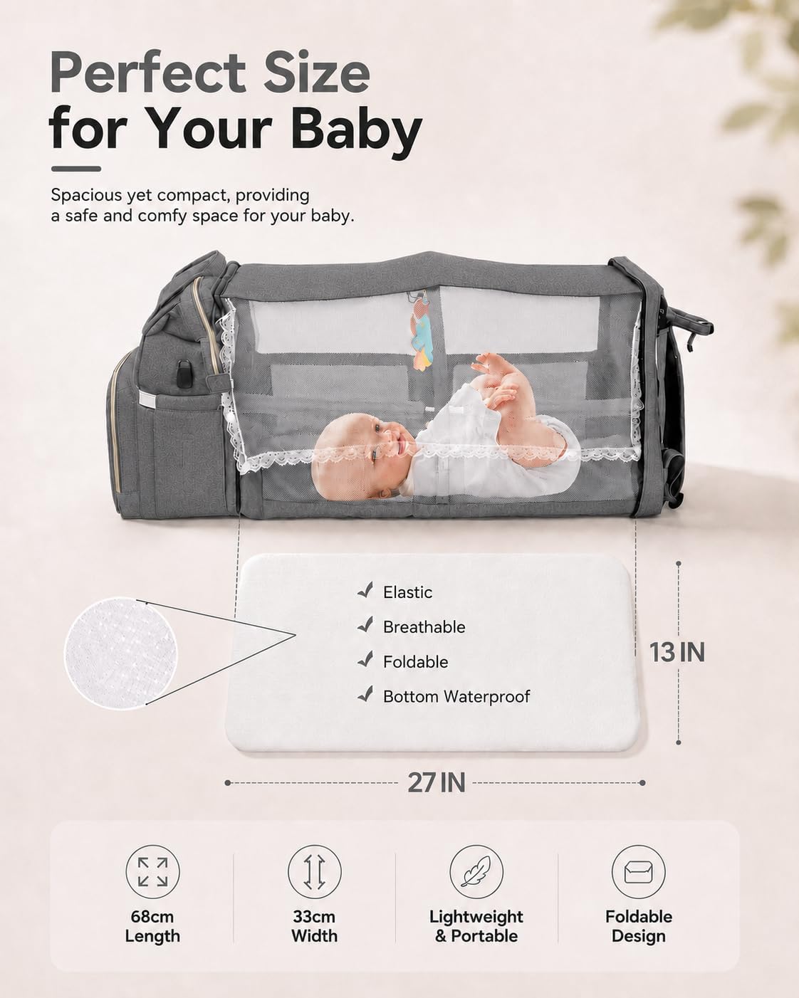 Diaper Bag Backpack with Changing Station, 25L Large Capacity