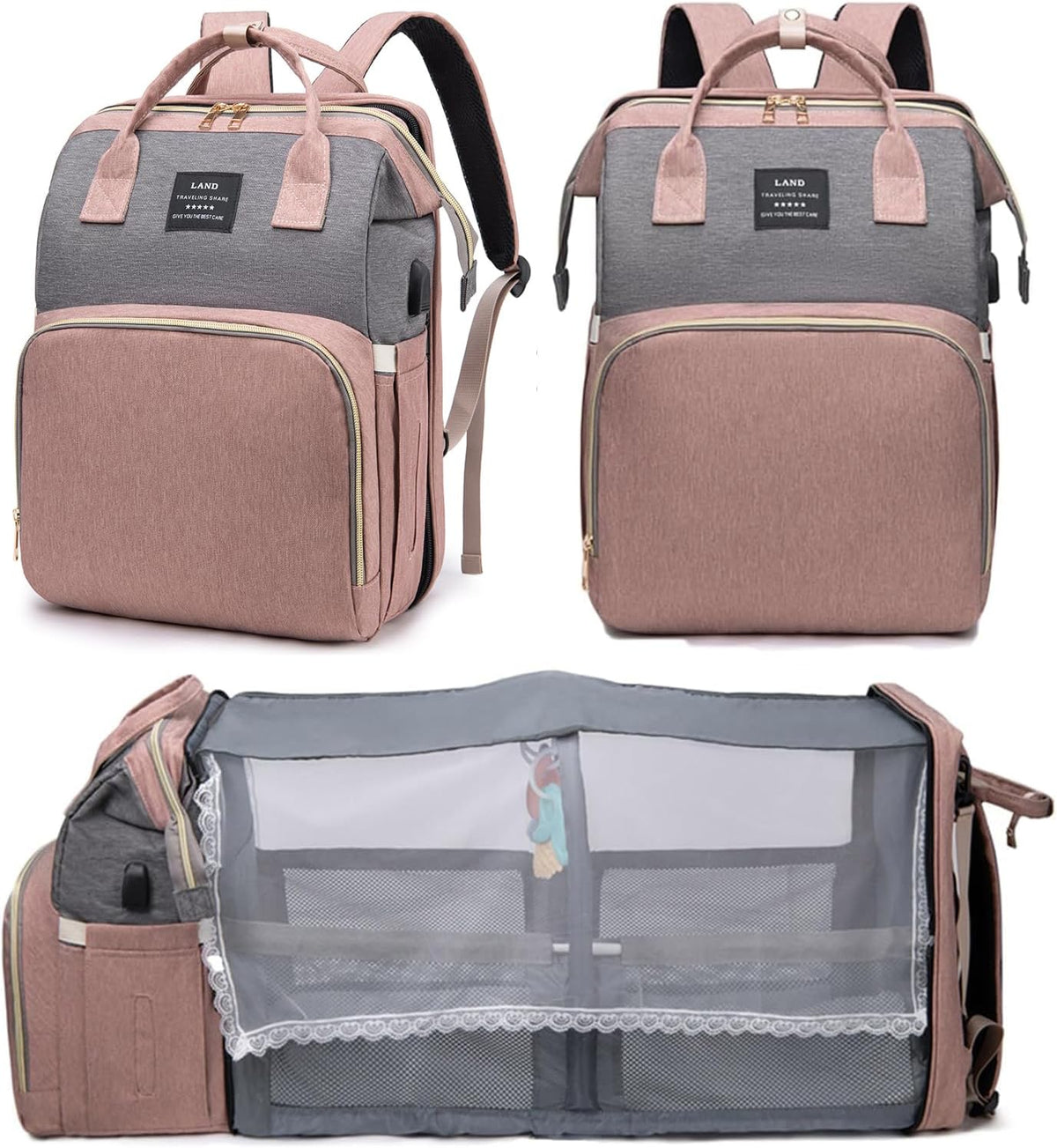 Diaper Bag Backpack with Changing Station, 25L Large Capacity