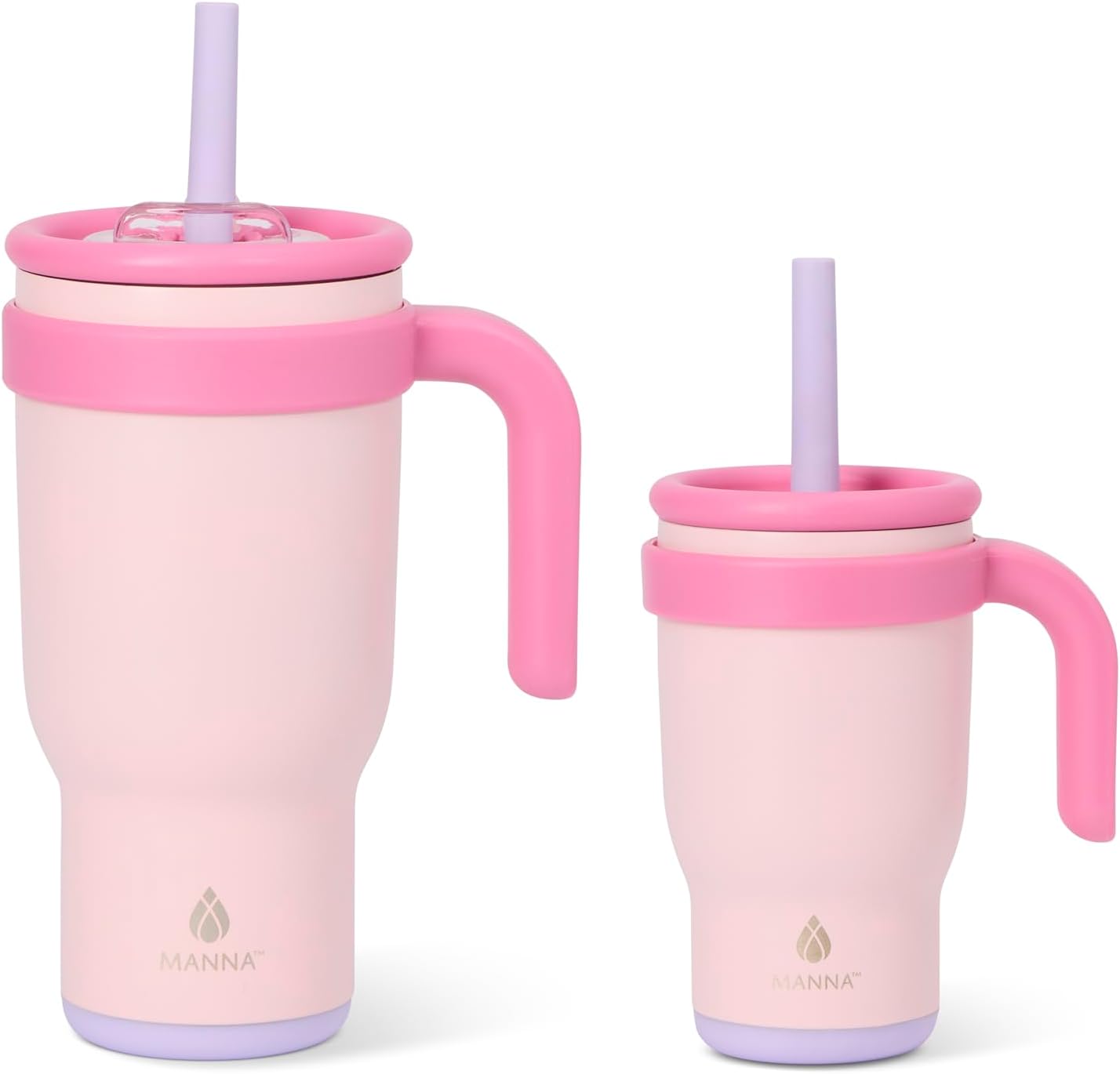 Oslo Stainless Steel Insulated Tumbler 2 Pack - 14 Oz and 30 Oz - Pink Powder Coat