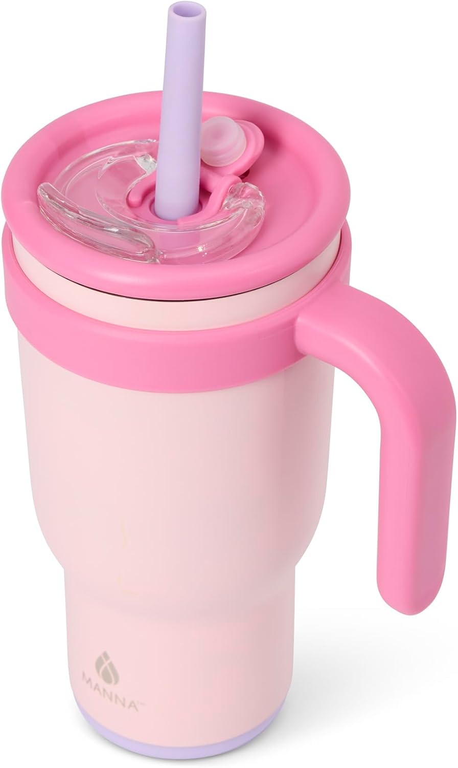Oslo Stainless Steel Insulated Tumbler 2 Pack - 14 Oz and 30 Oz - Pink Powder Coat