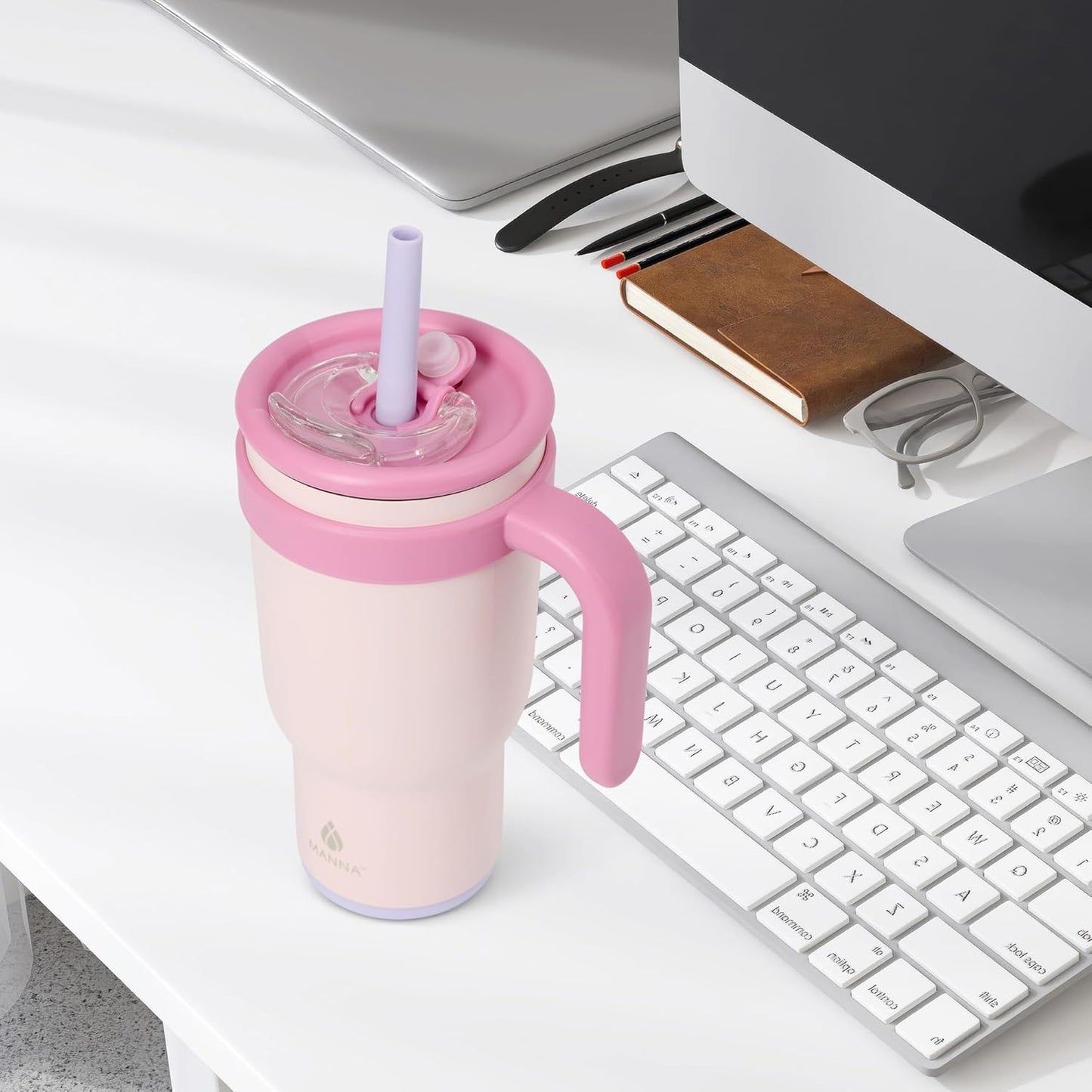 Oslo Stainless Steel Insulated Tumbler 2 Pack - 14 Oz and 30 Oz - Pink Powder Coat