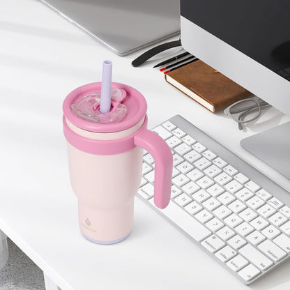 Oslo Stainless Steel Insulated Tumbler 2 Pack - 14 Oz and 30 Oz - Pink Powder Coat
