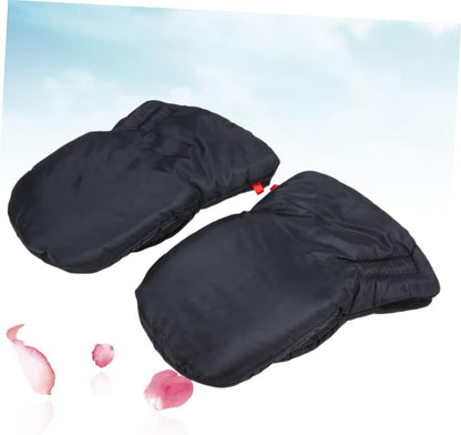 One Pair Thick Winter Gloves for Stroller Use Windproof and Hand Muff for Parents Warm Gloves Black