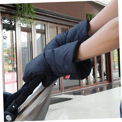 One Pair Thick Winter Gloves for Stroller Use Windproof and Hand Muff for Parents Warm Gloves Black