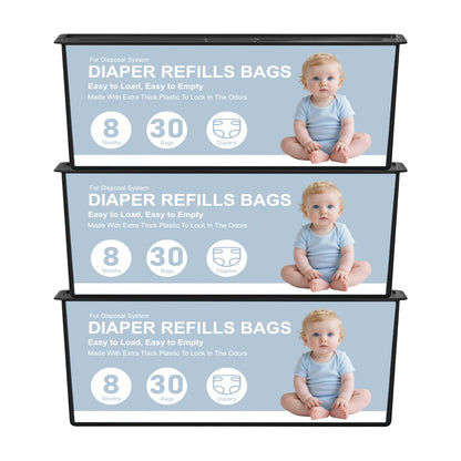 Diaper Pail Refills Bags Compatible with Genie Easy Roll Signature and Platinum Diaper Pails,90 Refills Holds up to 4200 Newborn Diapers,7-Layer Odor-Barrier Technology (3 Pack)