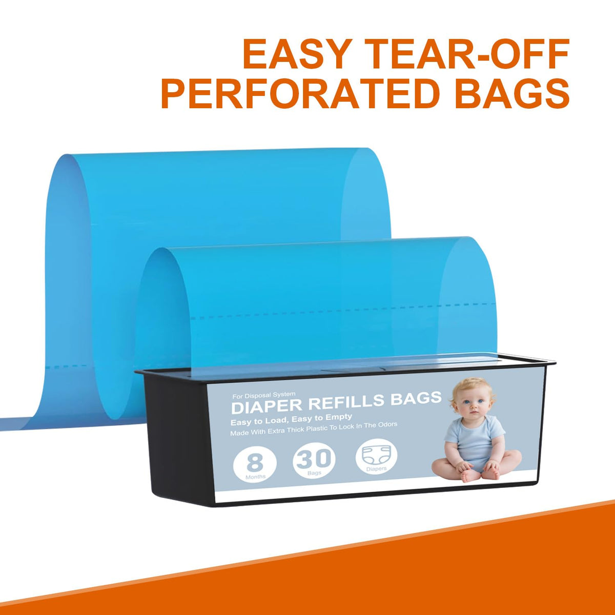 Diaper Pail Refills Bags Compatible with Genie Easy Roll Signature and Platinum Diaper Pails,90 Refills Holds up to 4200 Newborn Diapers,7-Layer Odor-Barrier Technology (3 Pack)