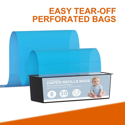 Diaper Pail Refills Bags Compatible with Genie Easy Roll Signature and Platinum Diaper Pails,90 Refills Holds up to 4200 Newborn Diapers,7-Layer Odor-Barrier Technology (3 Pack)