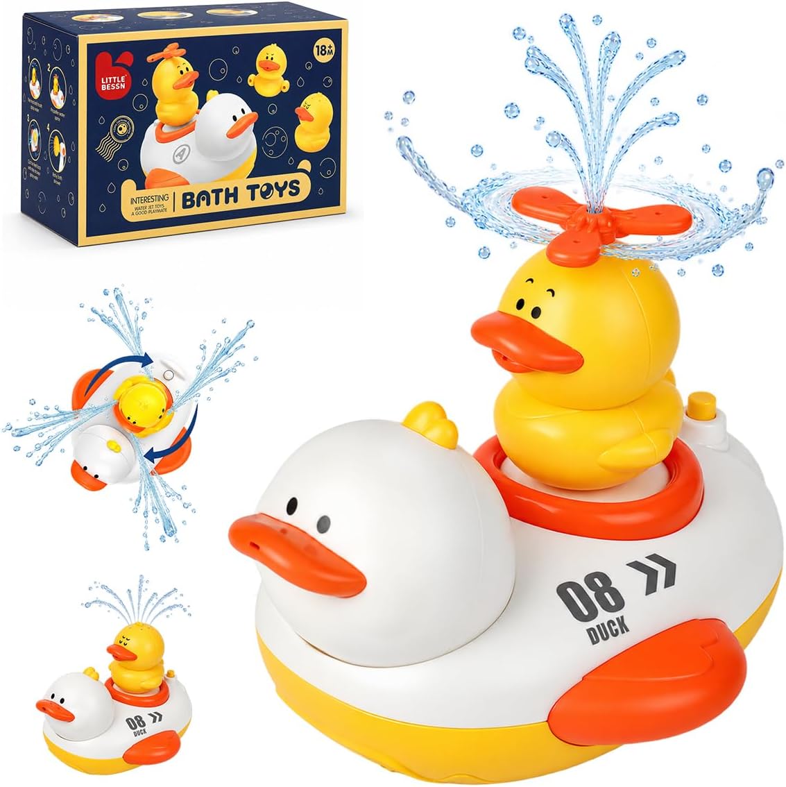 Duckie Baby Bath Shower Head, Toddler Bath Toys for Kids Ages 1-3