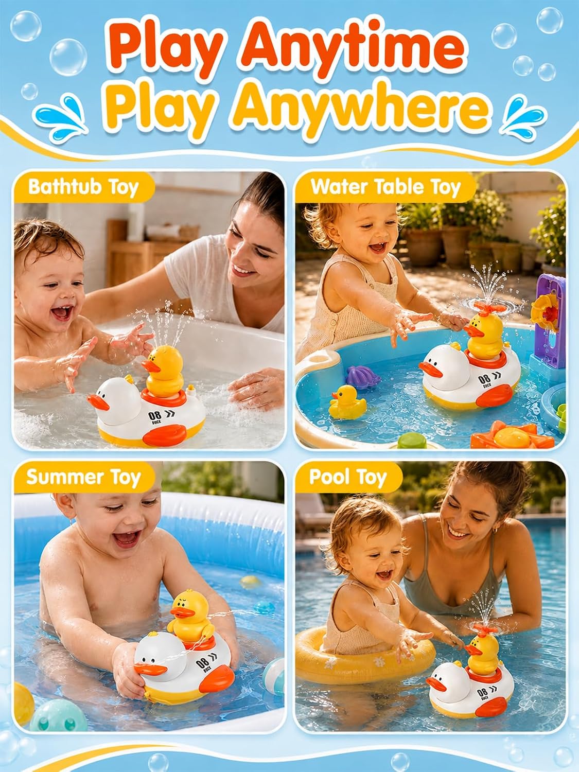 Duckie Baby Bath Shower Head, Toddler Bath Toys for Kids Ages 1-3