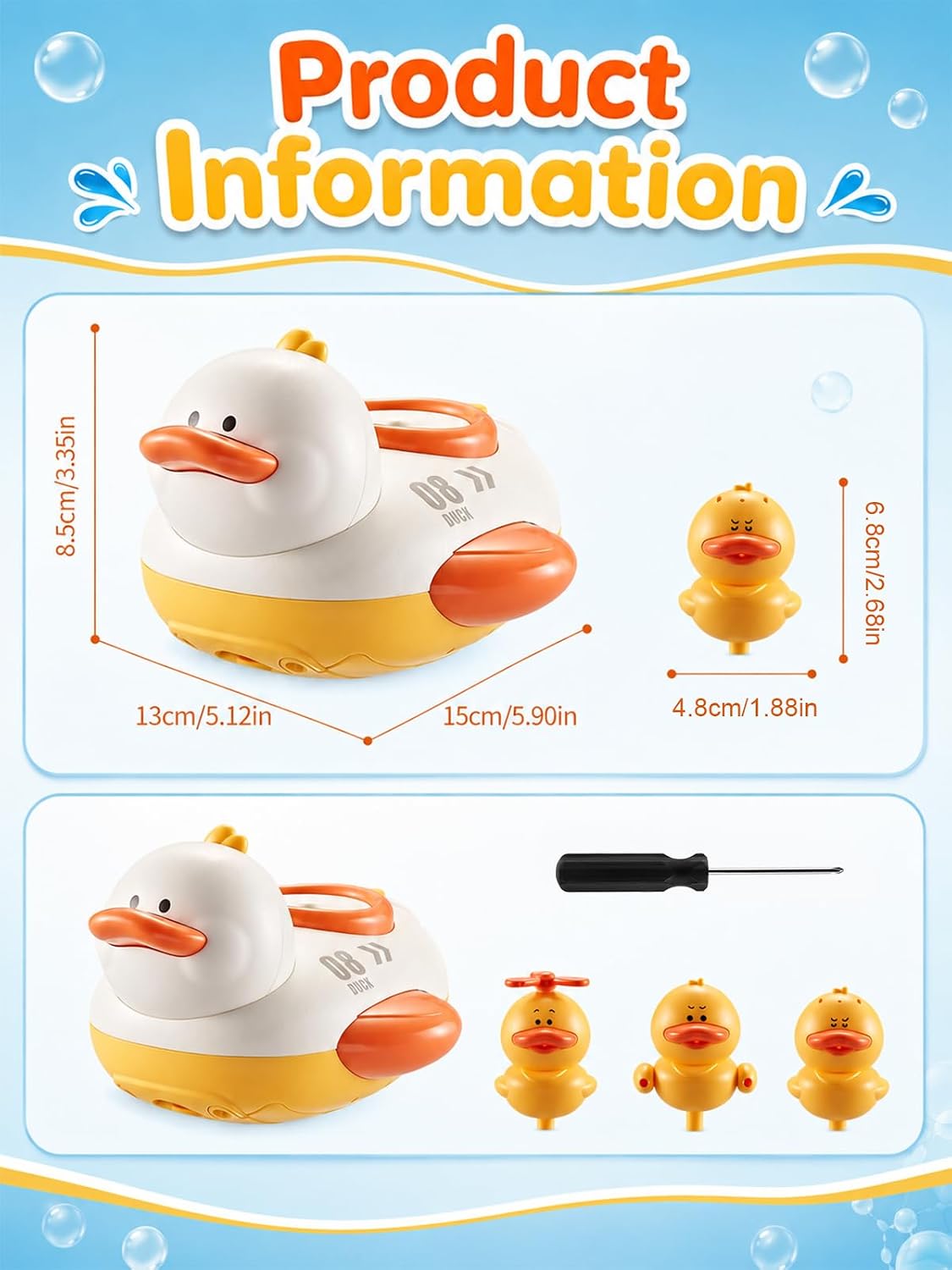 Duckie Baby Bath Shower Head, Toddler Bath Toys for Kids Ages 1-3
