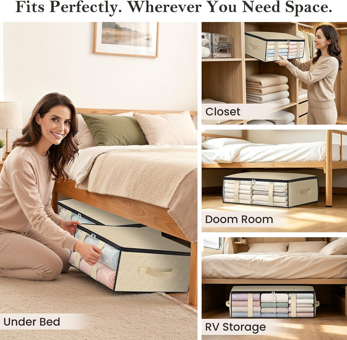 Under Bed Storage Bags, 40L, Gray