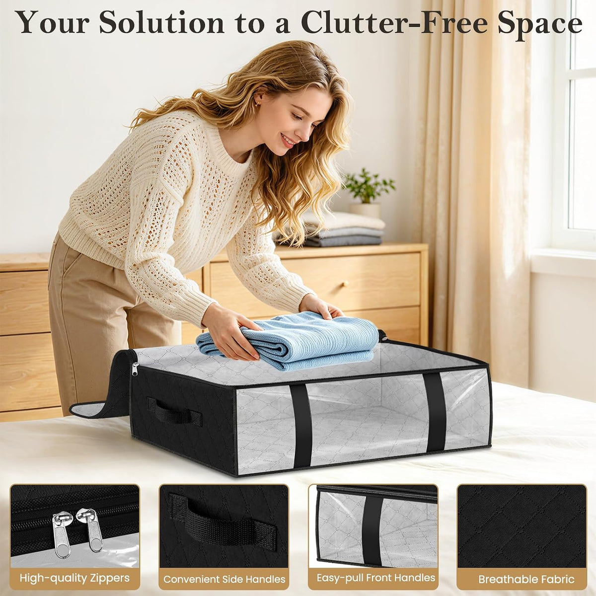 Under Bed Storage Bags, 40L, Gray