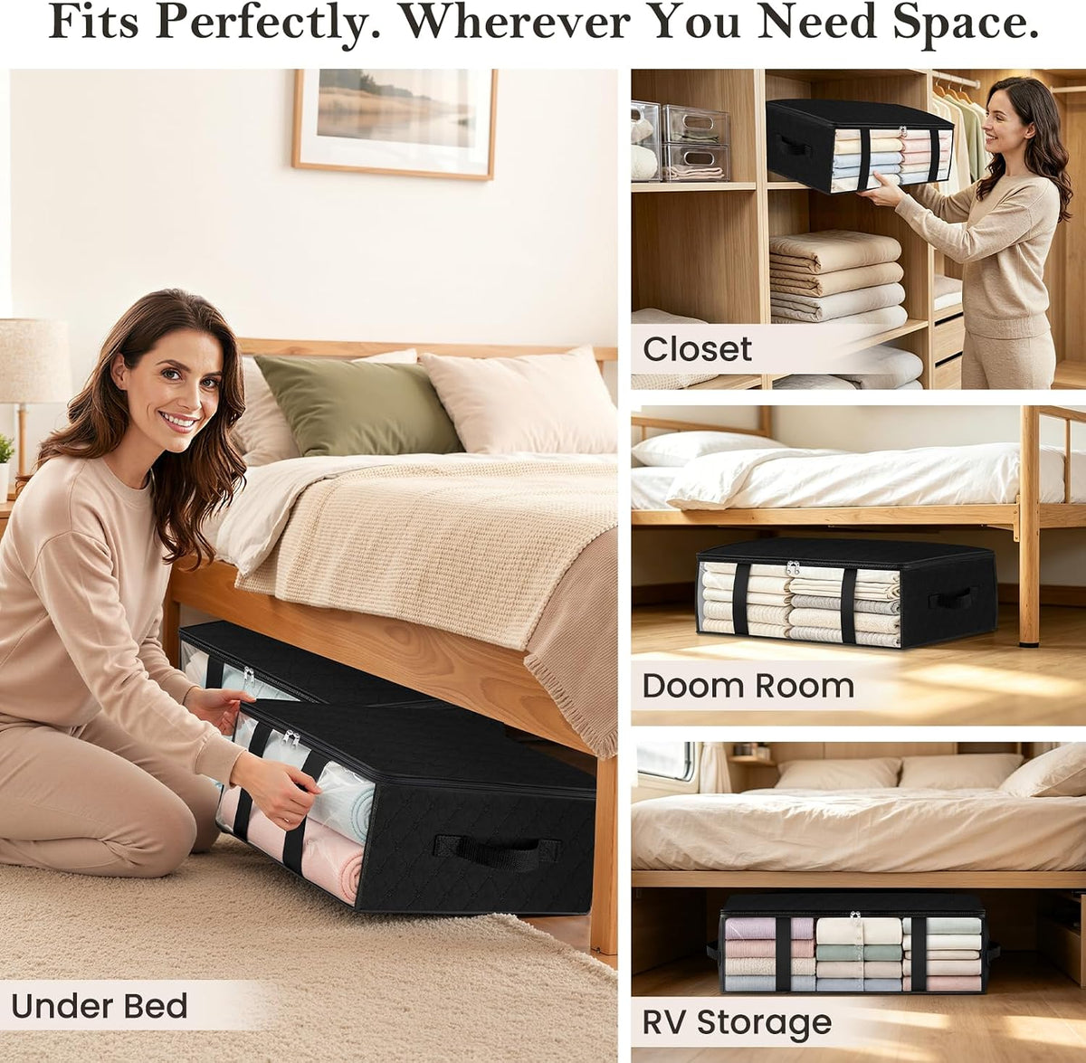 Under Bed Storage Bags, 40L, Gray