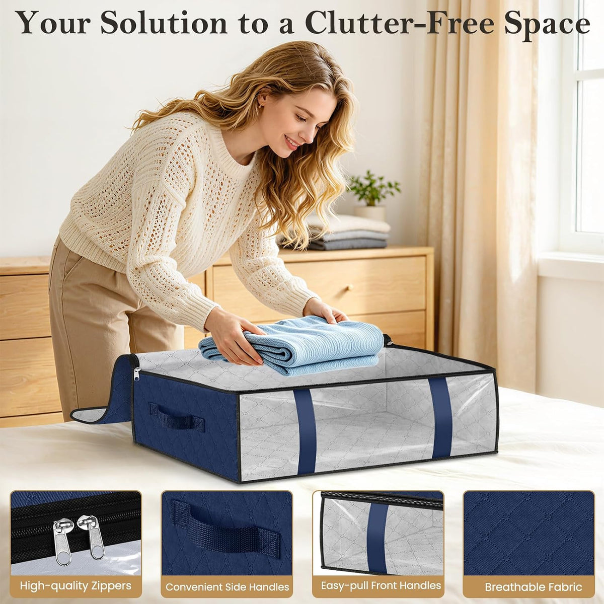 Under Bed Storage Bags, 40L, Gray