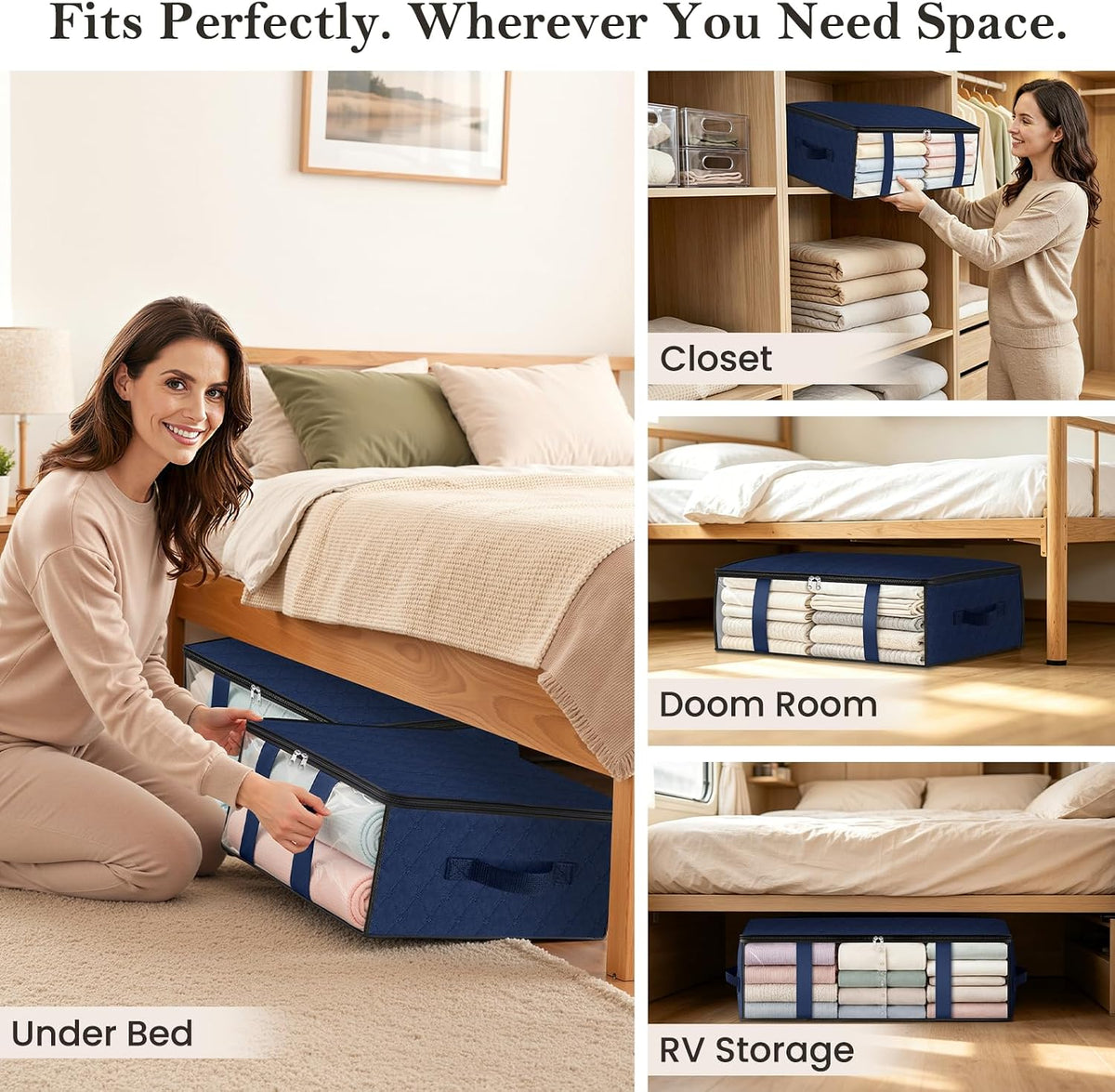 Under Bed Storage Bags, 40L, Gray