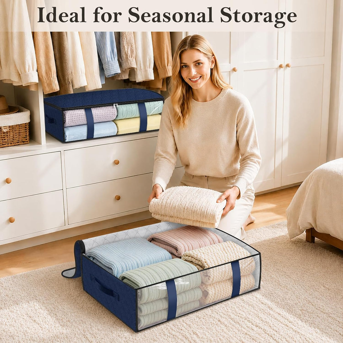 Under Bed Storage Bags, 40L, Gray