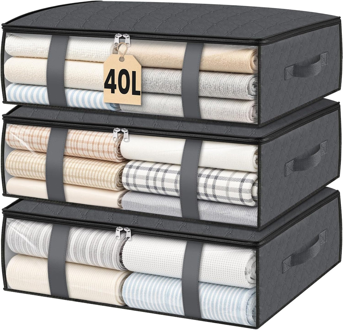 Under Bed Storage Bags, 40L, Gray