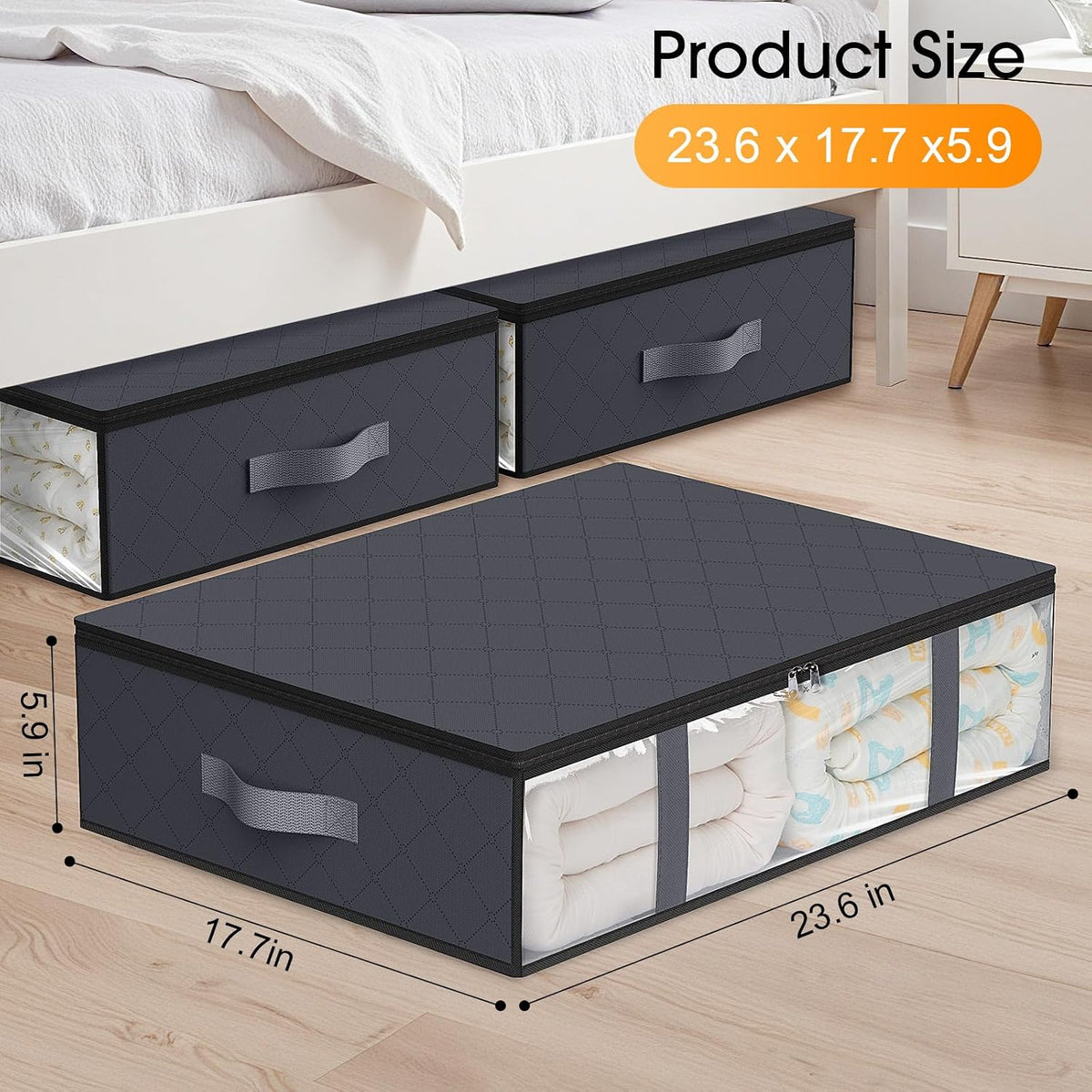 Under Bed Storage Bags, 40L, Gray