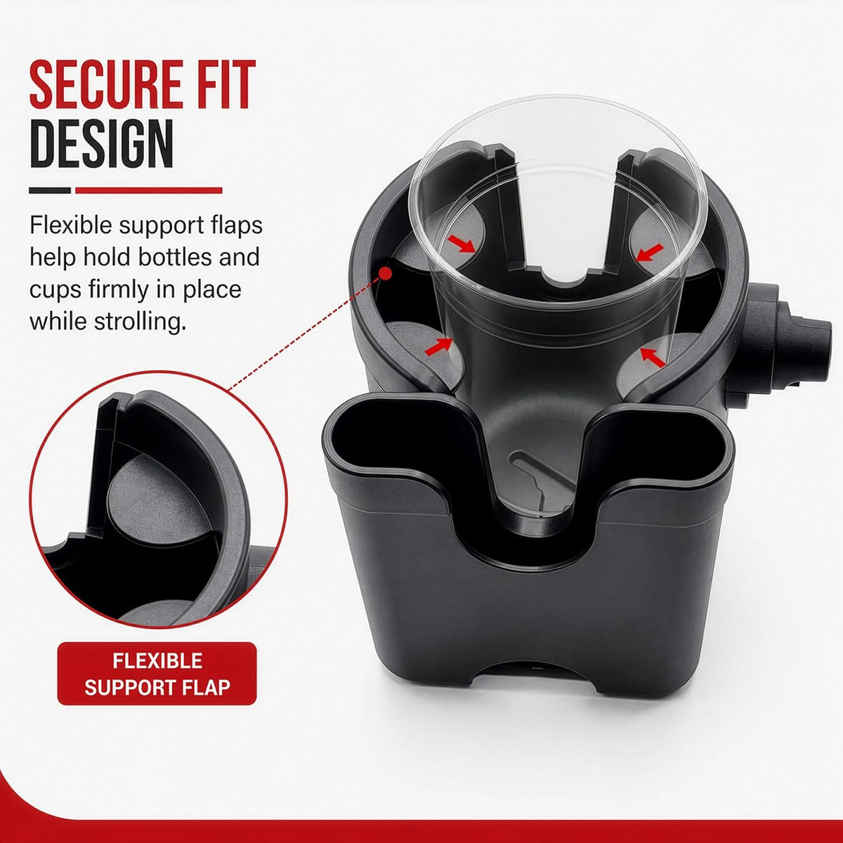Cup and Phone Holder Compatible Only with the Original Doona Car Seat & Stroller All-in-One Travel System, Right-Side Hook-On Attachment, Removable Phone Holder, Not Compatible with Doona X