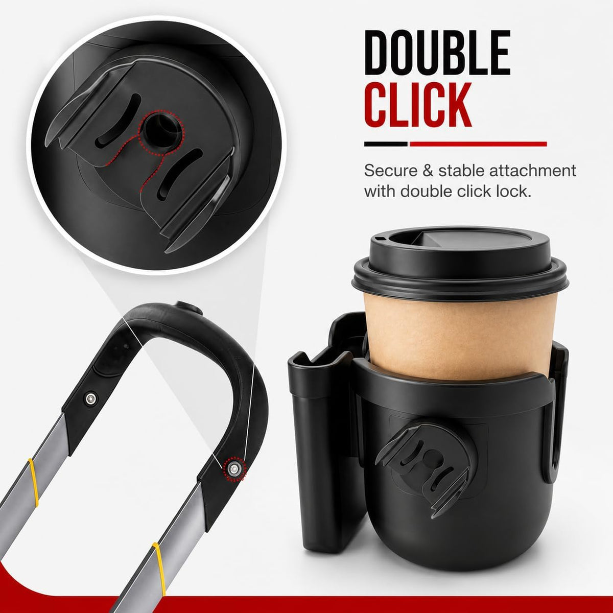 Cup and Phone Holder Compatible Only with the Original Doona Car Seat & Stroller All-in-One Travel System, Right-Side Hook-On Attachment, Removable Phone Holder, Not Compatible with Doona X