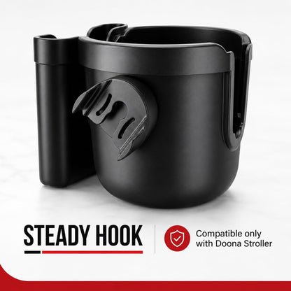 Cup and Phone Holder Compatible Only with the Original Doona Car Seat & Stroller All-in-One Travel System, Right-Side Hook-On Attachment, Removable Phone Holder, Not Compatible with Doona X