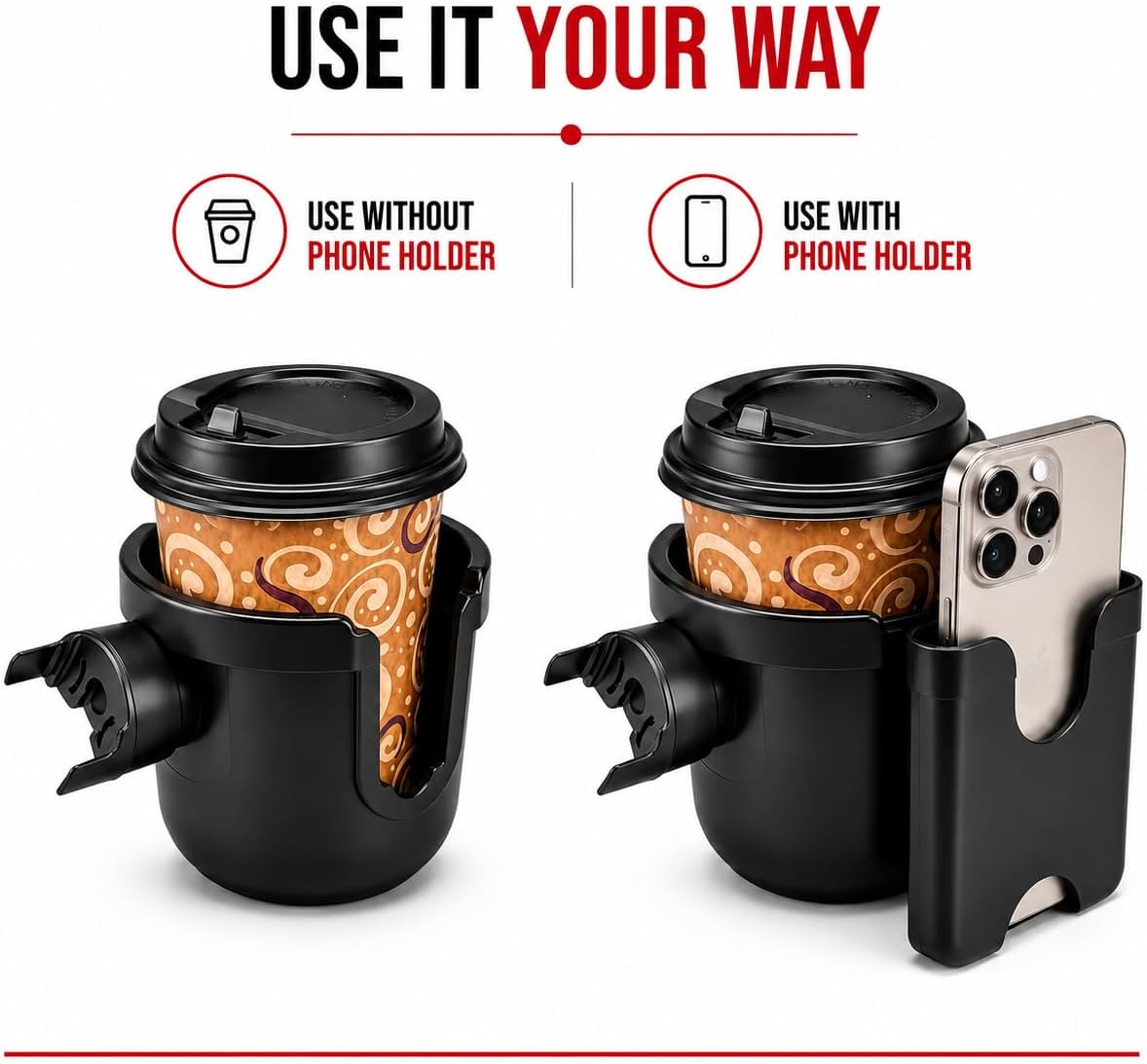 Cup and Phone Holder Compatible Only with the Original Doona Car Seat & Stroller All-in-One Travel System, Right-Side Hook-On Attachment, Removable Phone Holder, Not Compatible with Doona X