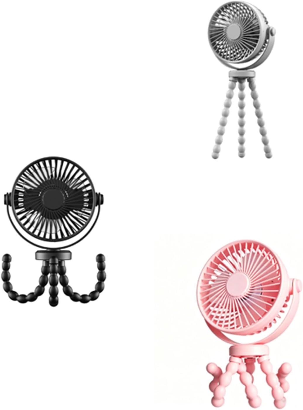 Flexible Tripod Clip On Fan With 3 Settings And Rechargeable Power Pack For Stroller And Desktop Use