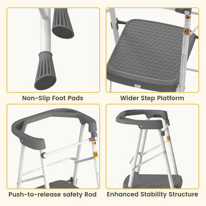 Kids 2 Steps Step Stool, Foldable Toddler Tower with Safety Railing