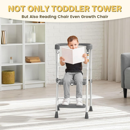 Kids 2 Steps Step Stool, Foldable Toddler Tower with Safety Railing