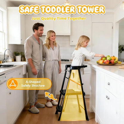 Kids 2 Steps Step Stool, Foldable Toddler Tower with Safety Railing