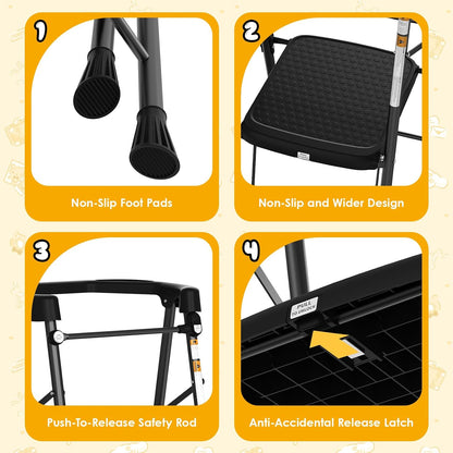 Kids 2 Steps Step Stool, Foldable Toddler Tower with Safety Railing