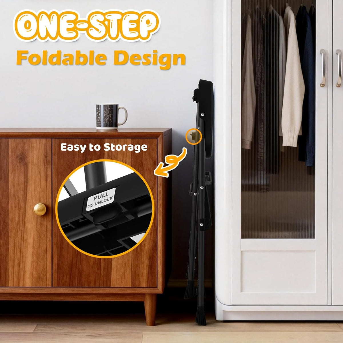 Kids 2 Steps Step Stool, Foldable Toddler Tower with Safety Railing