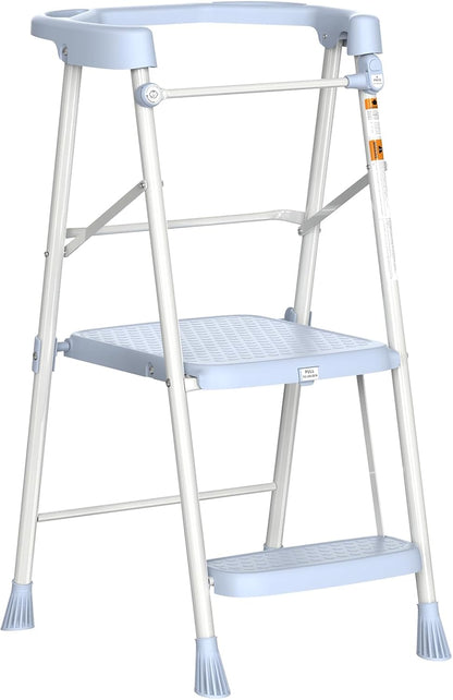 Kids 2 Steps Step Stool, Foldable Toddler Tower with Safety Railing