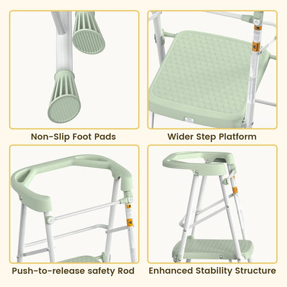 Kids 2 Steps Step Stool, Foldable Toddler Tower with Safety Railing