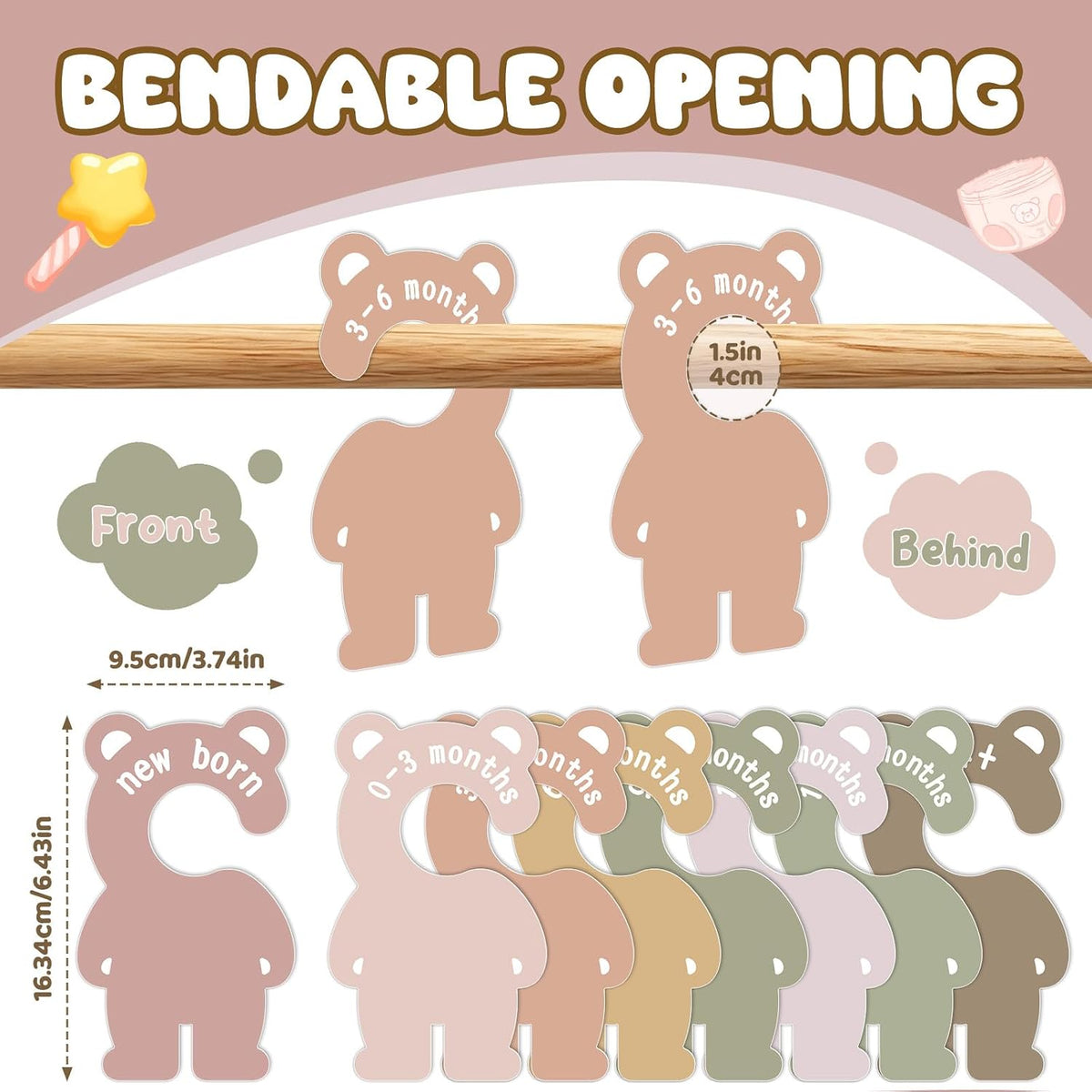 Baby Closet Dividers,Baby Clothes Organizer,Nursery Closet Size Dividers