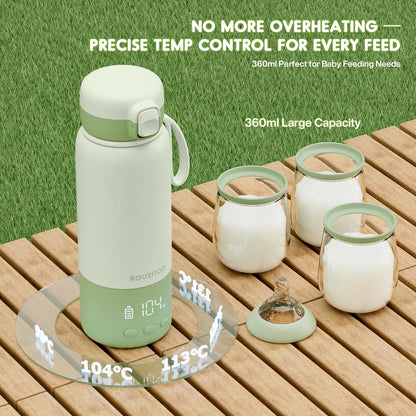 Portable Bottle Warmer for Travel, Baby Bottle Warmer On the Go with 2-Min Fast Heating & Long-Lasting Warmth, 12.2 Ounces Portable Milk Warmer for Breastmilk & Formula