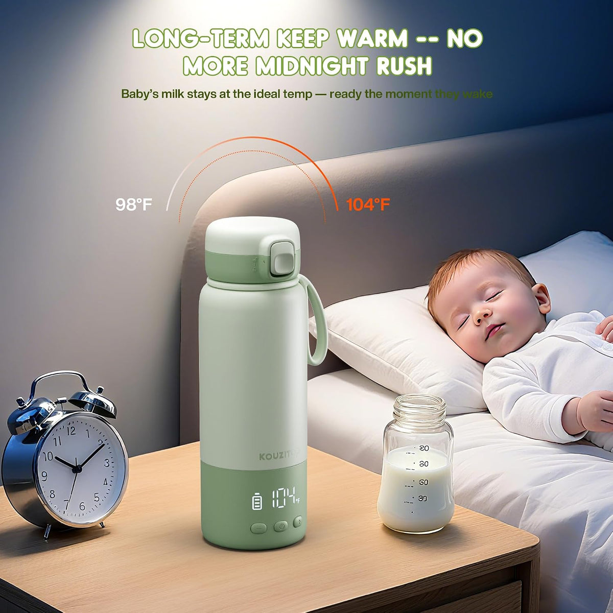 Portable Bottle Warmer for Travel, Baby Bottle Warmer On the Go with 2-Min Fast Heating & Long-Lasting Warmth, 12.2 Ounces Portable Milk Warmer for Breastmilk & Formula