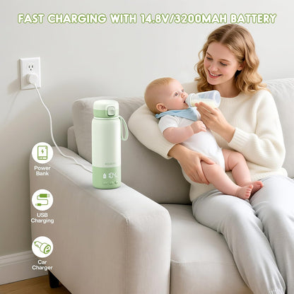 Portable Bottle Warmer for Travel, Baby Bottle Warmer On the Go with 2-Min Fast Heating & Long-Lasting Warmth, 12.2 Ounces Portable Milk Warmer for Breastmilk & Formula