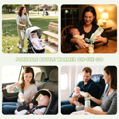 Portable Bottle Warmer for Travel, Baby Bottle Warmer On the Go with 2-Min Fast Heating & Long-Lasting Warmth, 12.2 Ounces Portable Milk Warmer for Breastmilk & Formula