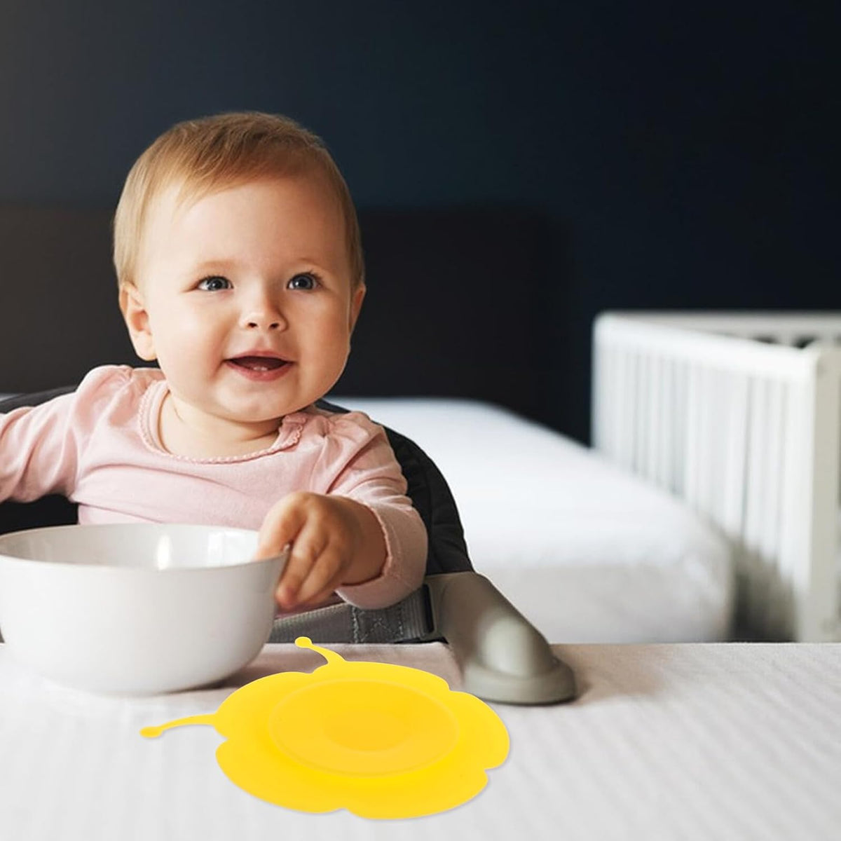 Anti-Slip Silicone Placemat with Suction Cup High Temperature Resistant Tableware Mat for Portable Non-Slip Bowl Mat in Pudding Yellow